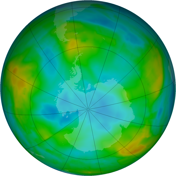 Antarctic ozone map for 12 July 2009